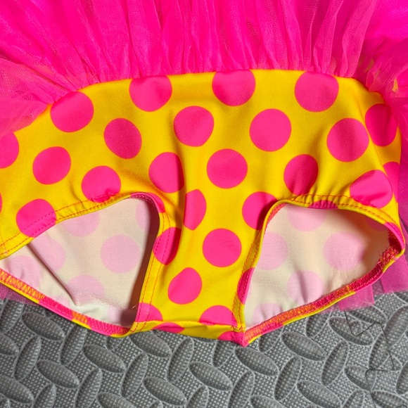 Weissman Bright Pink and Yellow Dance Costume and Headband Size Small - Picture 9 of 11
